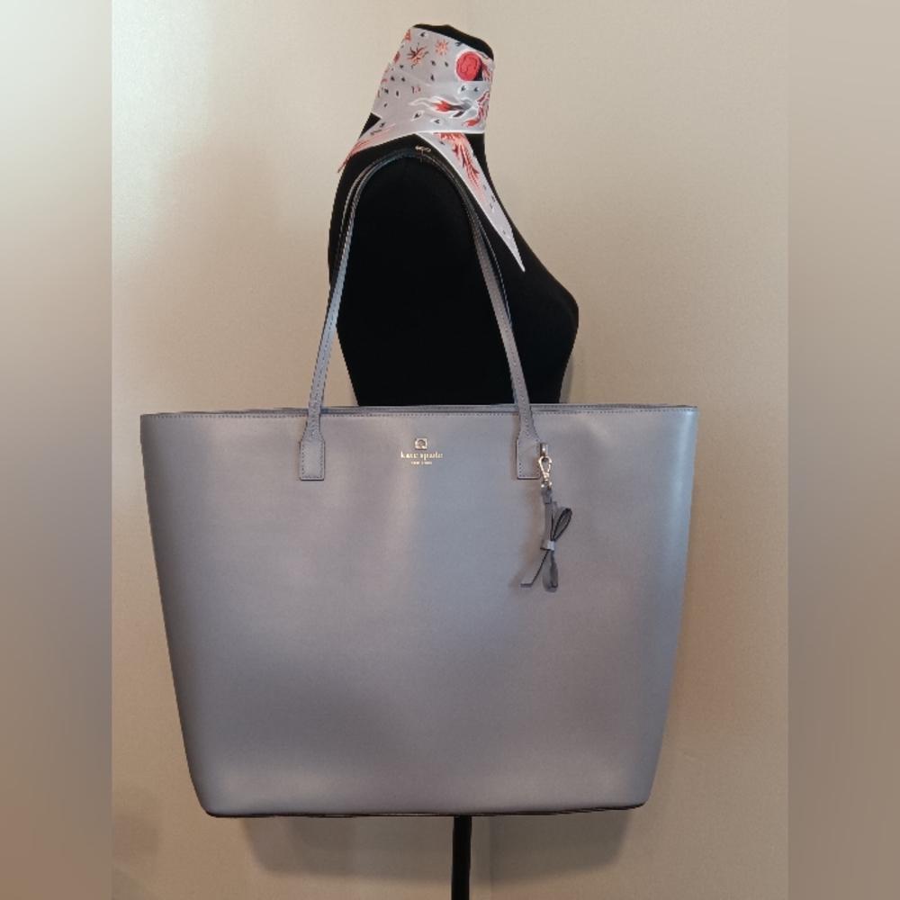Kate Spade Grey 🩶 OVERSIZED Tote Bag Zip Closure - Picture 4 of 17